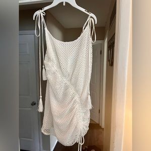 White mini crochet beach dress